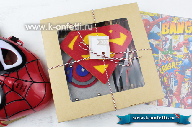 Коробка в подарками в стиле разных Супергероев из комиксов Марвел и DC (6 идей)