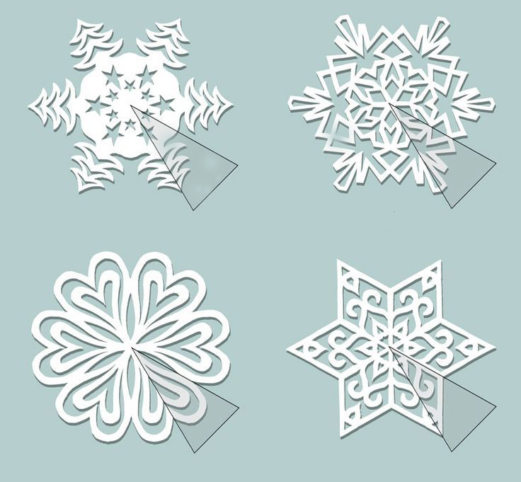 Как вырезать снежинки из бумаги: более 120 пошаговых схем и шаблонов для вырезания