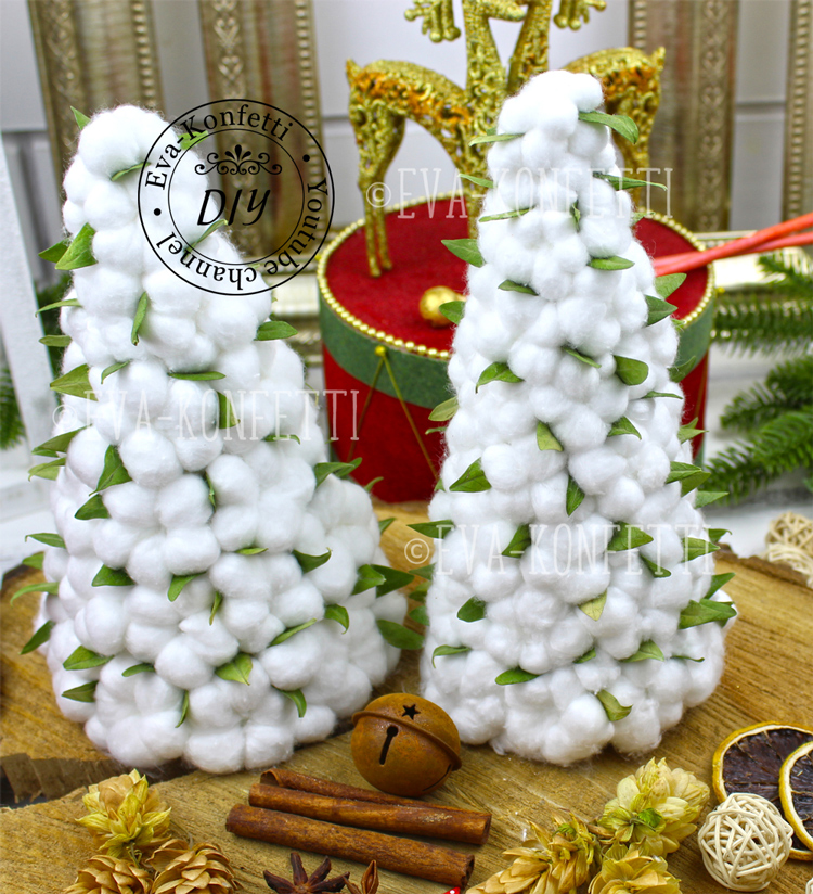 Новогодний арома-домик с поддоном и подсветкой, елочки из хлопка и венок в виде месяца
